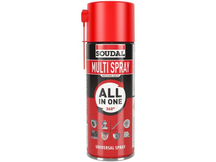 Soudal Multi Spray rozpuszcza rdzę, smaruje, czyści i zabezpiecza.