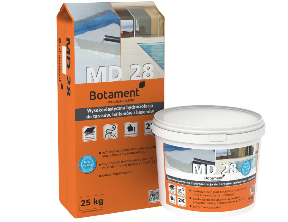 Botament MD28 - elastyczna, dwuskładnikowa mineralna masa uszczelniająca.