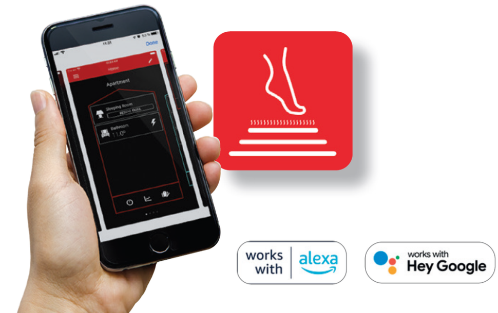 Termostat Raychem SENZ WIFI może być sterowany głosem - jest kompatybilny z systemami inteligentnego domu Amazon Alexa® oraz Google Assistan