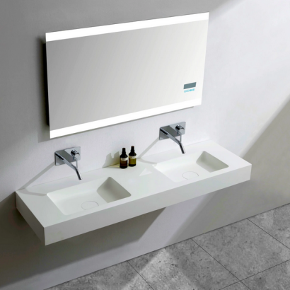 Podwójna umywalka ścienna BA8015 z odlewu mineralnego