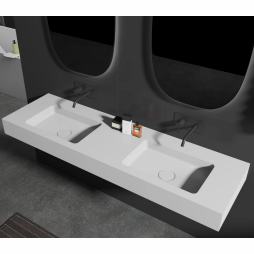 Podwójna umywalka ścienna BA8016 z odlewu mineralnego