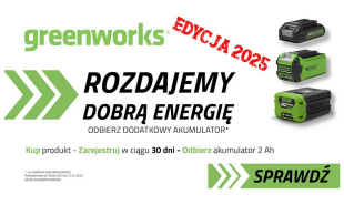 ROZDAJEMY DOBRĄ ENERGIĘ - edycja 2025. Otrzymaj akumulator GRATIS od Greenworks