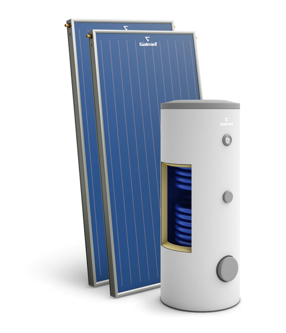 kolektory słoneczne i zbiornik do grzania wody