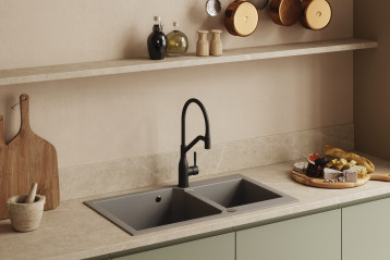 Dwukomorowy zlewozmywak granitowy Milos