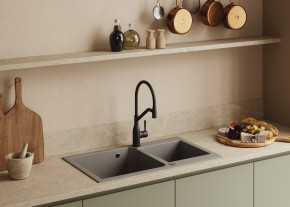 Dwukomorowy zlewozmywak granitowy Milos