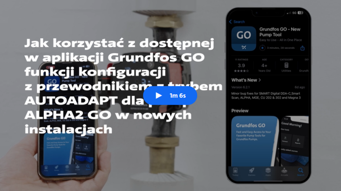 Pierwsze uruchomienie pompy ALPHA2 GO z funkcją AUTOADAPT w aplikacji Grundfos GO