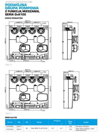 Podwójne grupy pompowe ESBE serii DAA111 i DDA111