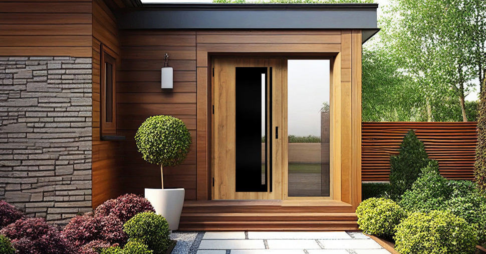 Drzwi stalowe LINDEN 1 w kolorze dąb naturalny z lustrem weneckim