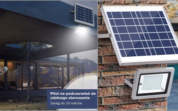 Nowoczesne oświetlenie ogrodu - lampa solarna GLS-395A z pilotem i czujnikiem ruchu