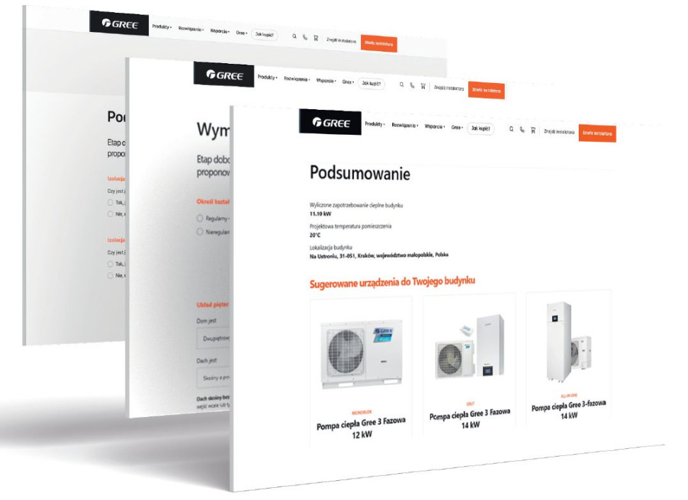 Kalkulator doboru mocy pompy ciepła Gree