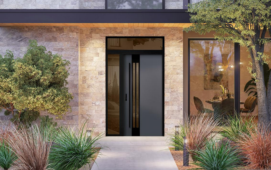 Drzwi stalowe ERKADO model LEIMEN 1 z szybą PDLC