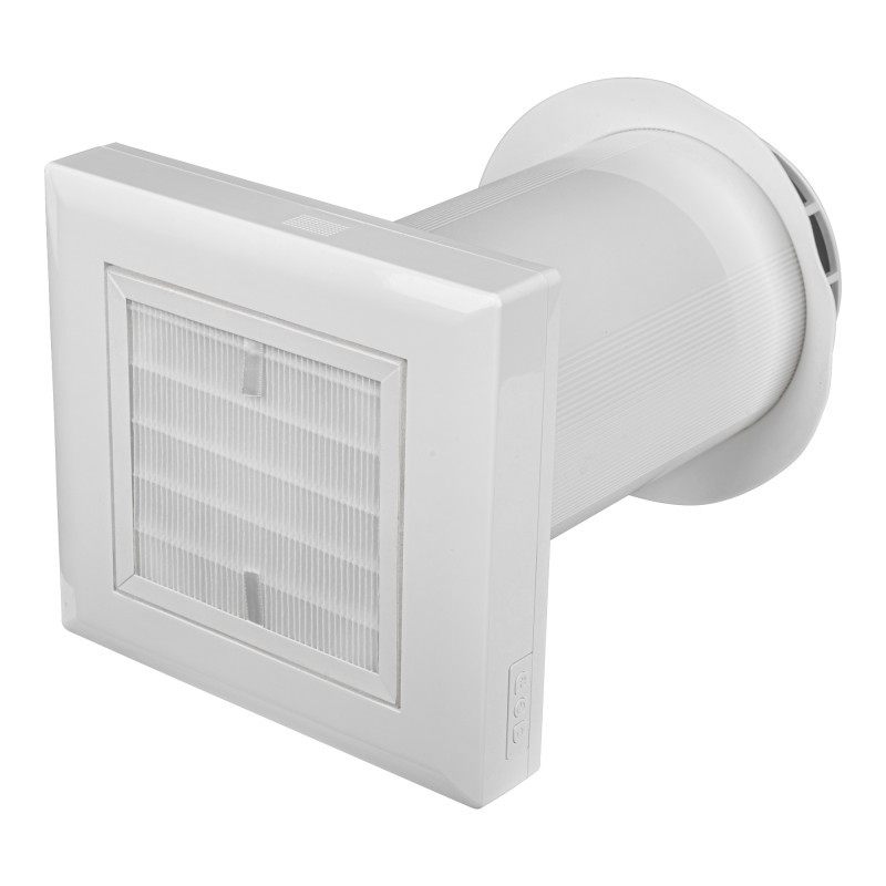 AirSaver to kompaktowe urządzenie wentylacyjne z odzyskiem ciepła montowane w ścianie budynku.