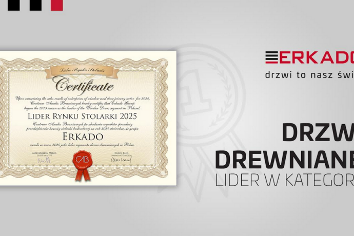 ERKADO z prestiżowym wyróżnieniem Lider Rynku Stolarki 2025