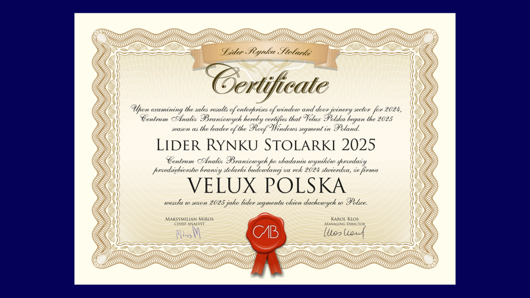 VELUX Polska - Lider Rynku Stolarki 2025