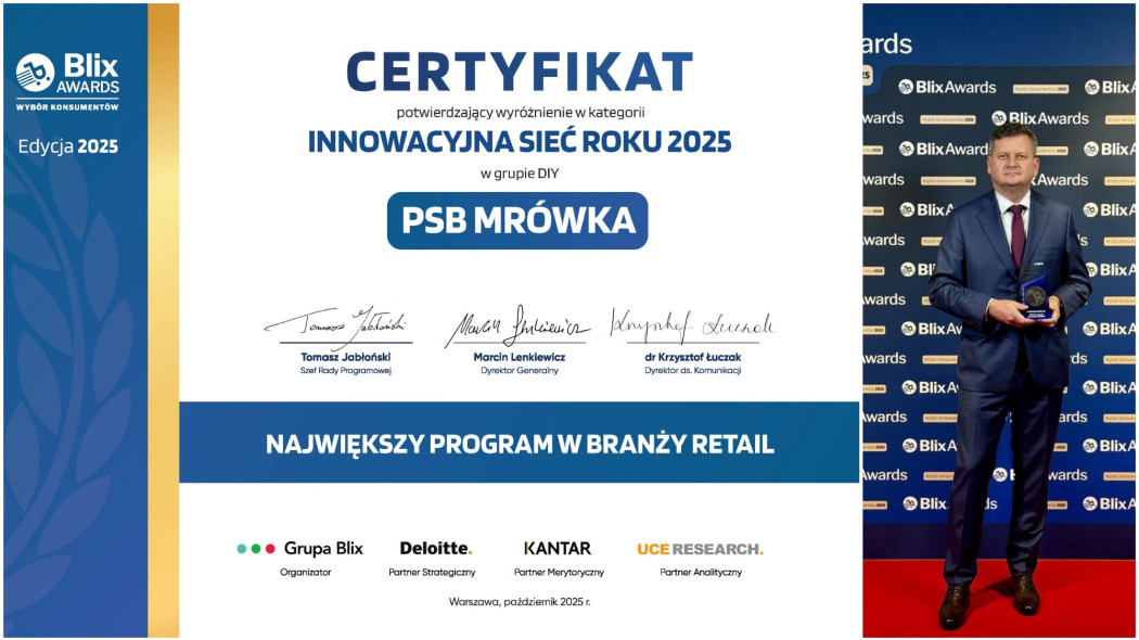 PSB Mrówka Innowacyjną Siecią Roku 2025 w plebiscycie BLIX AWARDS