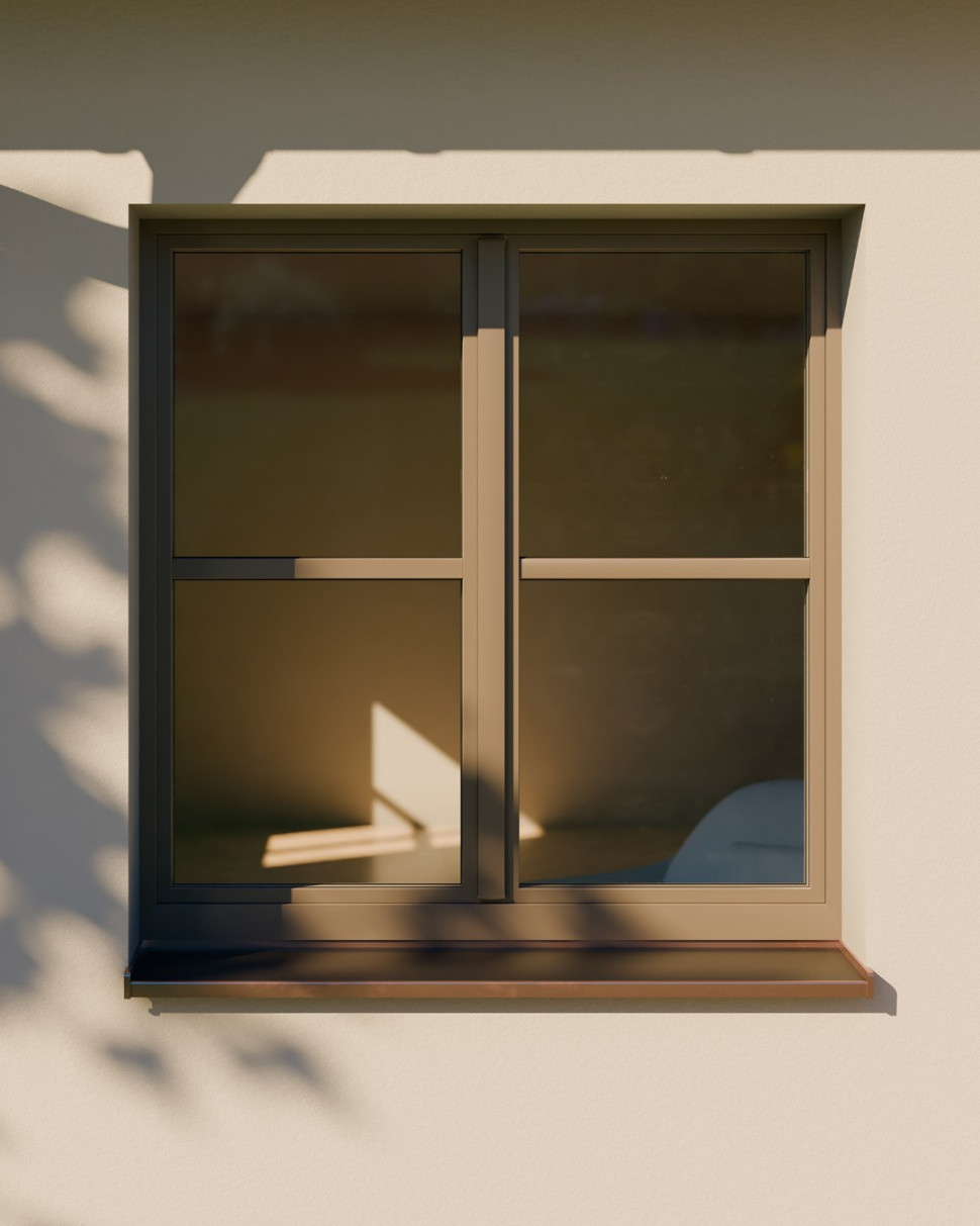 Okna z powierzchnią GEALAN-acrylcolor® łączą trwałość aluminium z komfortem PVC.