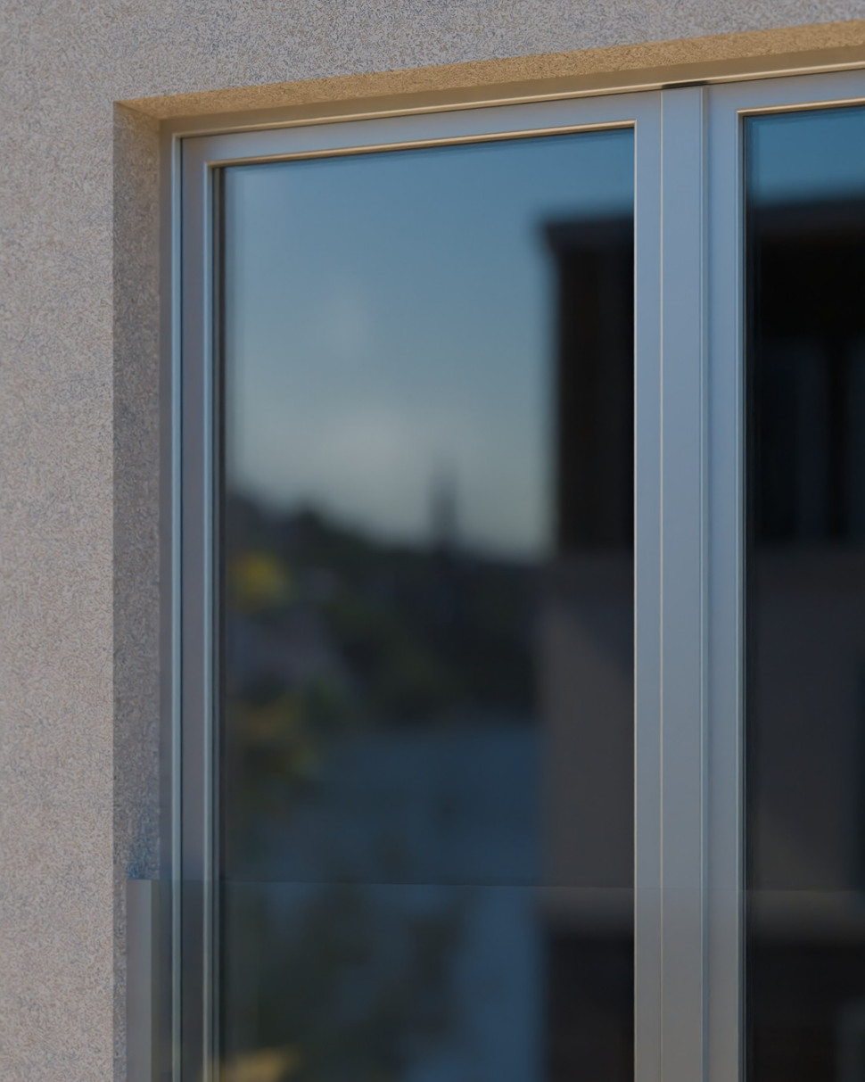 Okna z powierzchnią GEALAN-acrylcolor® łączą trwałość aluminium z komfortem PVC.