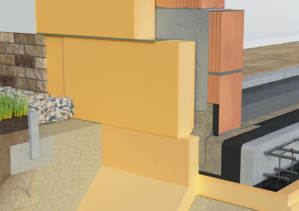 Termoizolacja ścian płytami swissporXPS w strefie cokołowej