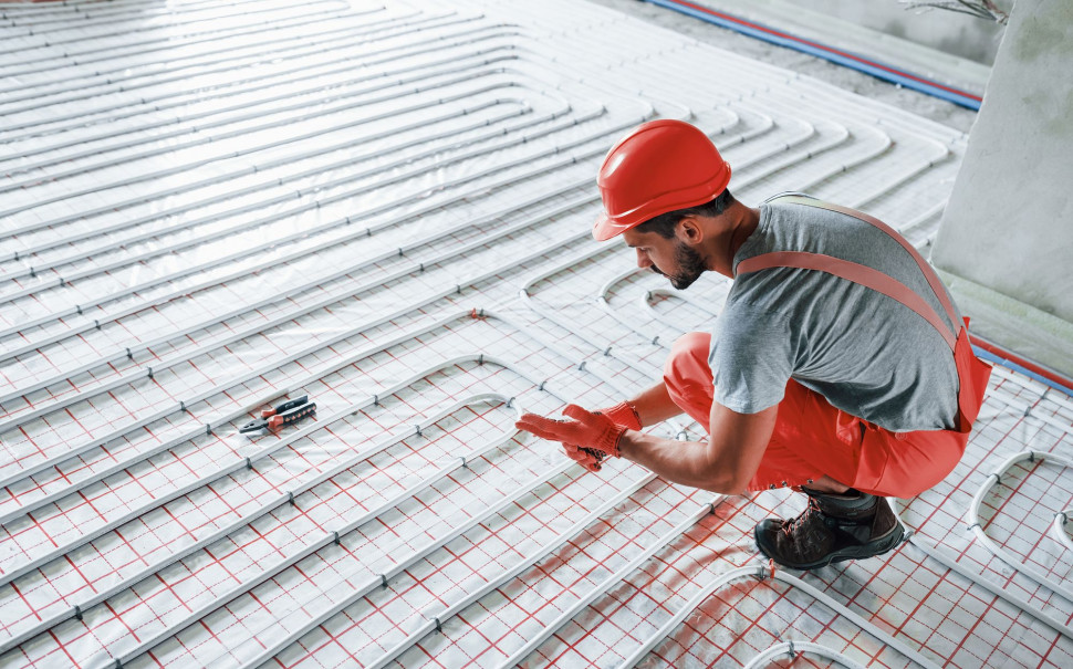 Ułożone rury ogrzewania podłogowego