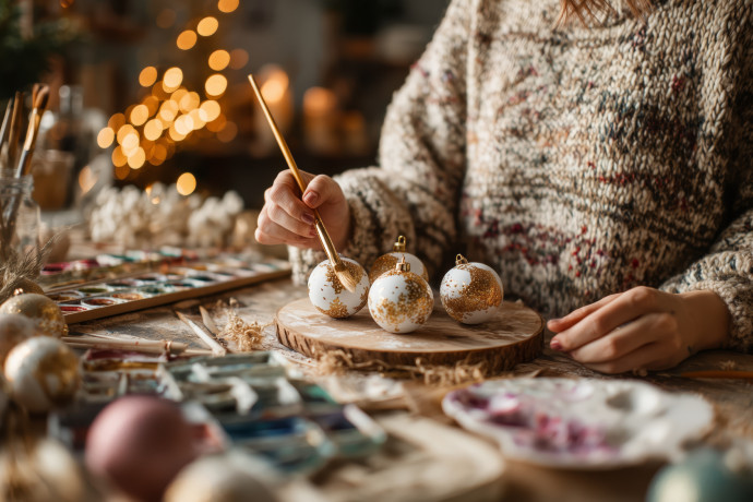 Szyszki i bombki jak z butiku: wystarczy perłowa farba!
