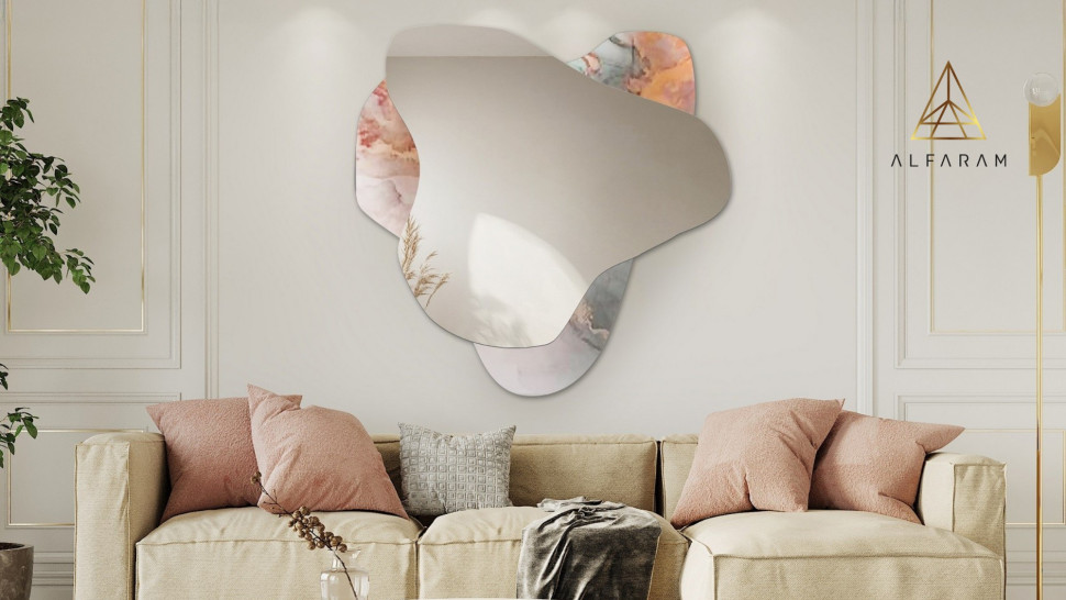 Nieregularne lustro na różowym marmurze - MARBLE FIORATO