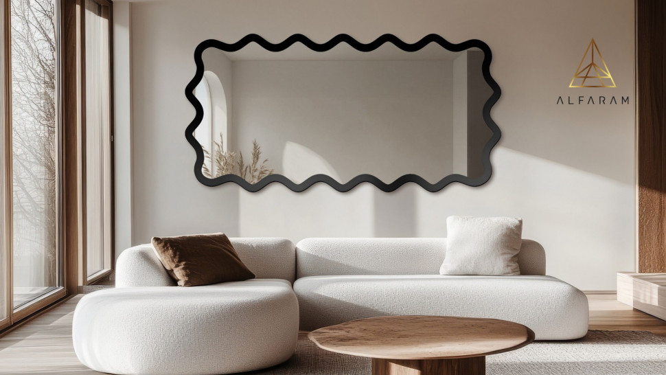 Lustro prostokątne w falowanej ramie mdf - AQUARELLE MARELLA 