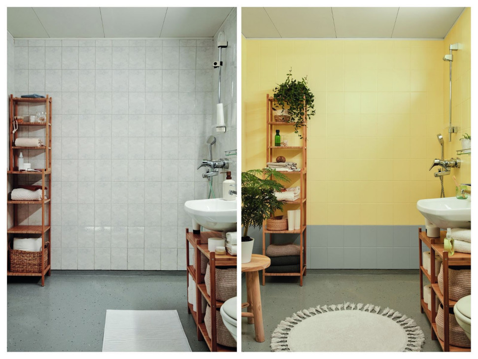 pomalowane płytki metamorfoza łazienki