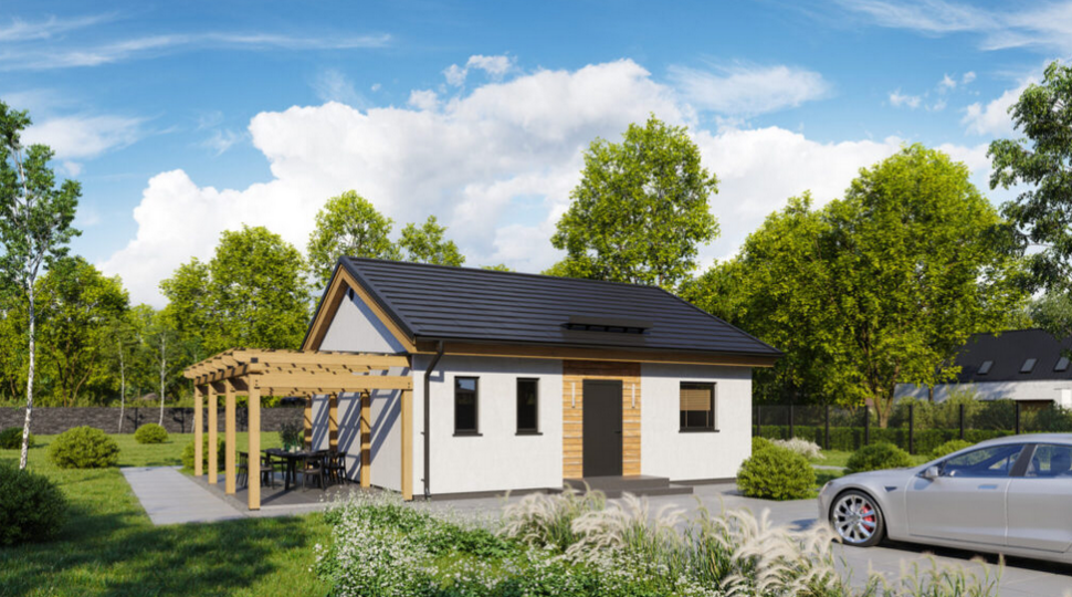 Tiny WOLF to nowoczesny dom, który łączy funkcjonalność, prostą formę i wygodę, oferując idealną przestrzeń do życia dla małej rodziny lub osób szukających kompaktowego, dobrze zaplanowanego miejsca.