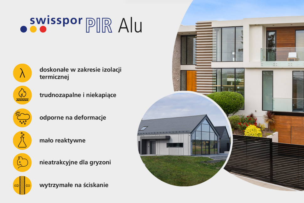 swissporPIR Alu łączy w sobie wysokie parametry izolacyjne z łatwością montażu i wszechstronnością zastosowania