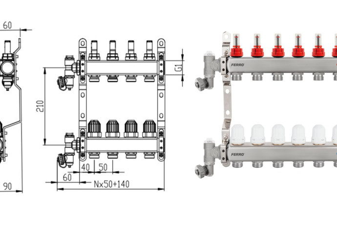 F-Comfort od FERRO: nowe rozdzielacze do ogrzewania podłogowego z trwałą stalą nierdzewną i łatwą regulacją