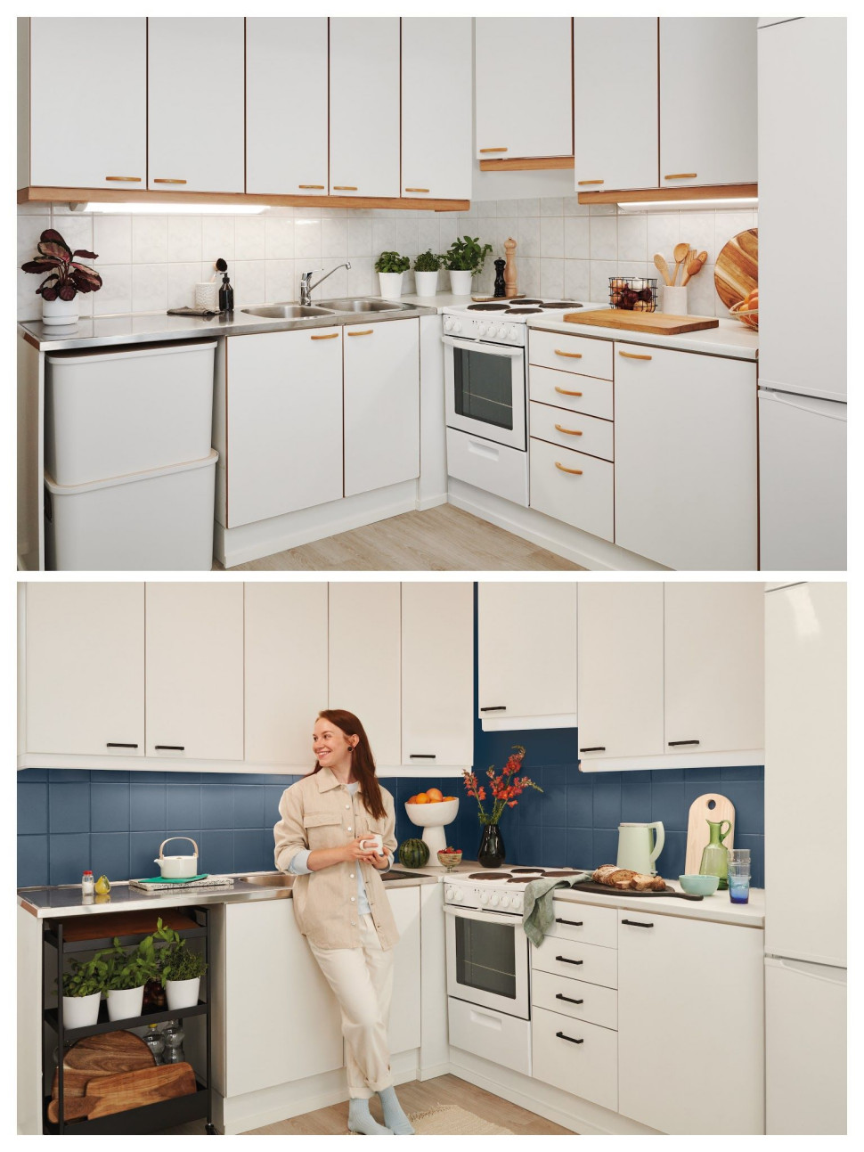 metamorfoza kuchni kafelki zostały pomalowane 