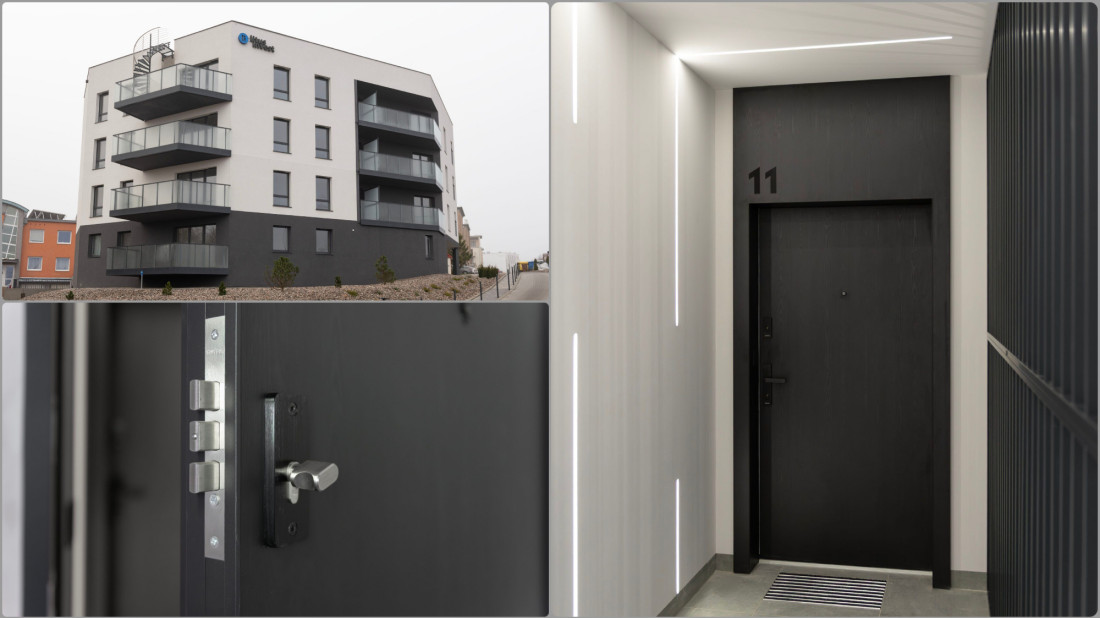 Drzwi wejściowe do mieszkań GRADARA U69 na ościeżnicy Allure podkreślają prestiż inwestycji NOVO 30 w Gdańsku