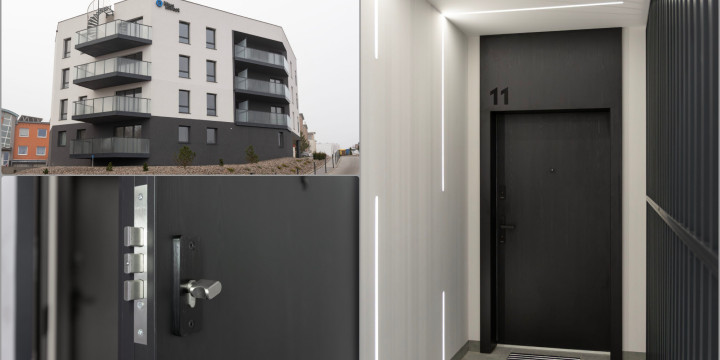 Drzwi wejściowe do mieszkań GRADARA U69 na ościeżnicy Allure podkreślają prestiż inwestycji NOVO 30 w Gdańsku