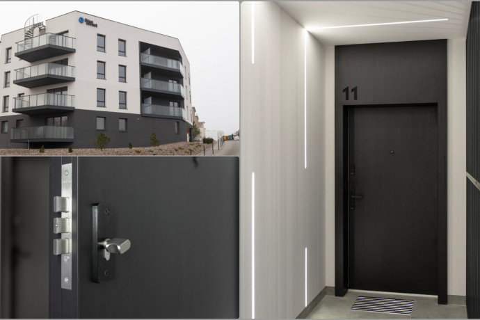 Drzwi wejściowe do mieszkań GRADARA U69 na ościeżnicy Allure podkreślają prestiż inwestycji NOVO 30 w Gdańsku