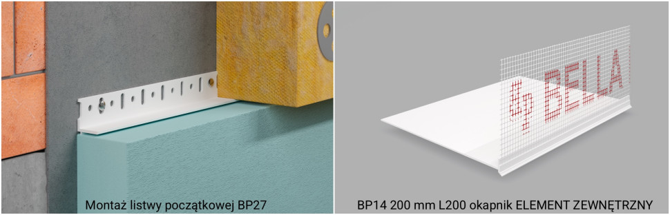 Montaż listwy początkowej BP27 oraz BP14 200 mm L200 okapnik ELEMENT ZEWNĘTRZNY
