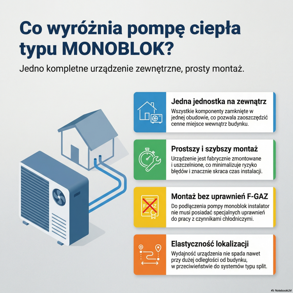 Infografika: Co wyróżnia pompy ciepła typu monoblok?