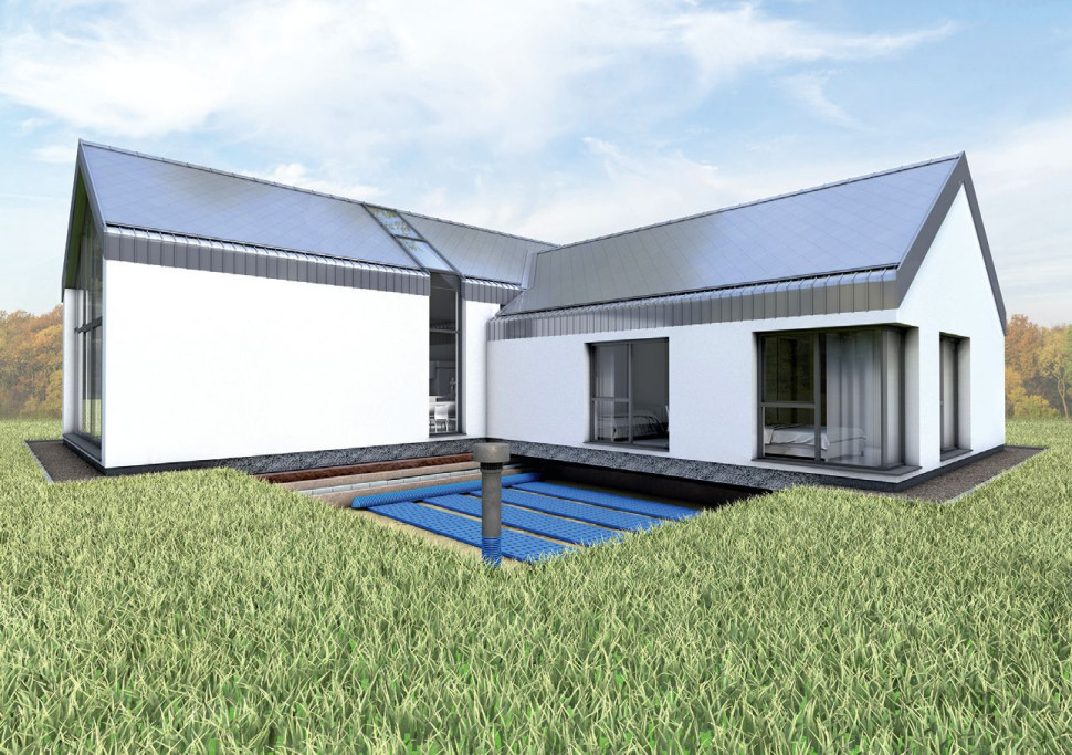 Gruntowy wymiennik ciepła (GWC) można lokalizować pod budynkiem lub obok niego.