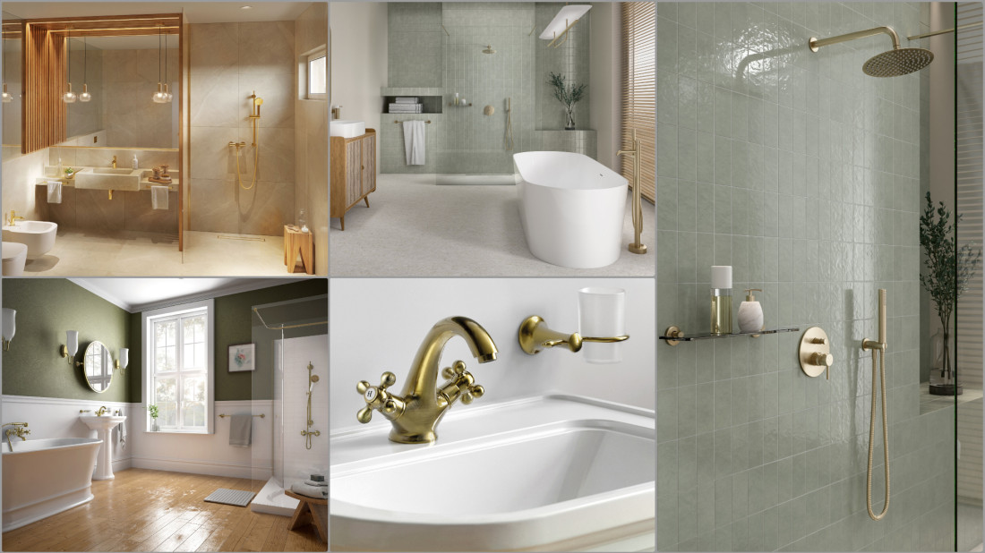 Złote baterie do łazienki - jasny złoty, szczotkowany i stary brąz