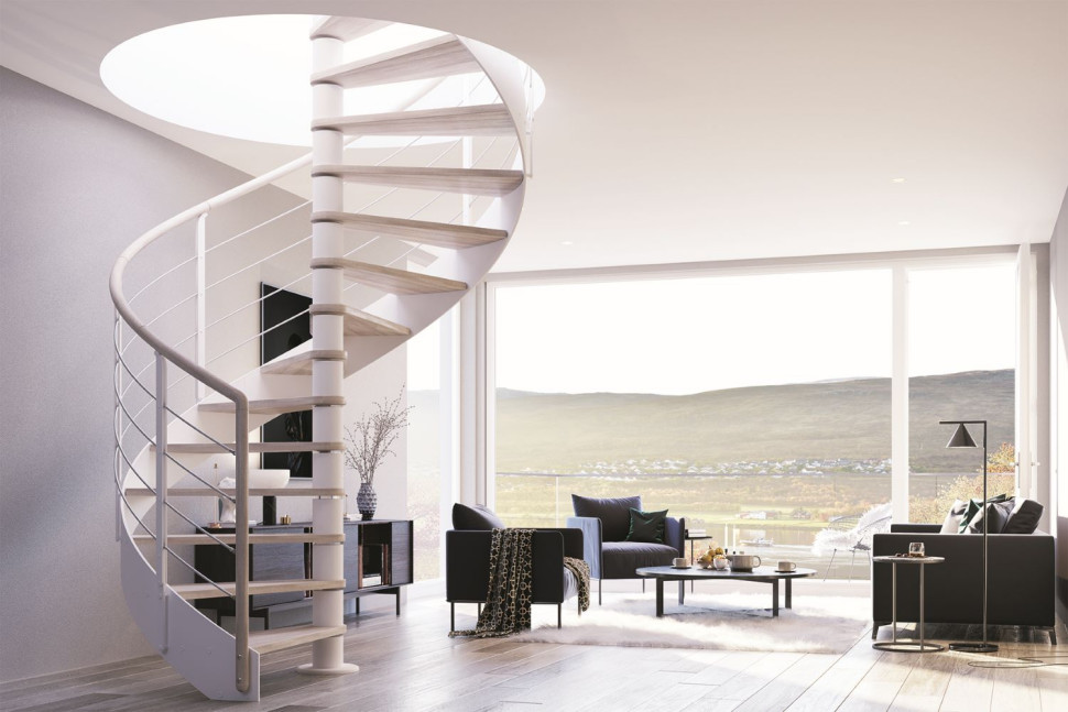 schody spiralne kręcone we wnętrzu