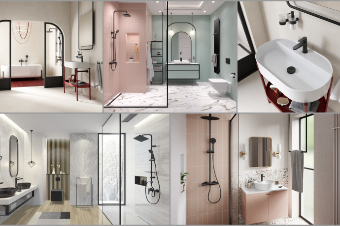 Łazienka z czarną armaturą FERRO -  NOSTRIS, STRATOS BLACK, TREVI BLACK i RITTO BLACK