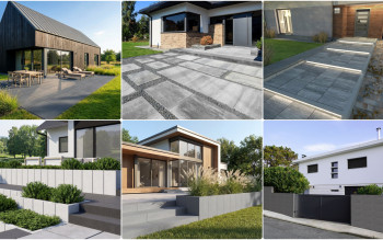 Styl nowoczesny i miejski wokół domu - trendy 2026, płyty, ogrodzenia i zieleń