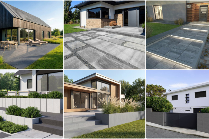 Styl nowoczesny i miejski wokół domu - trendy 2026, płyty, ogrodzenia i zieleń