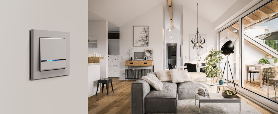 Łącznik z serii Sonata w kolorze kaszmir idealnie prezentuje się w nowoczesnym wnętrzu