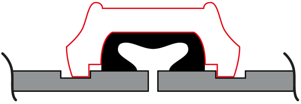 Obejma zaciskowa wchodzi w rowek rury i jednocześnie zabezpiecza uszczelkę. Połączenie jest trwałe, szczelne i jednocześnie kompensuje tolerancję