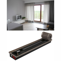 Grzejnik kanałowy REGULUS-system MINIVENT 24 V - do montażu przy dużych przeszkleniach