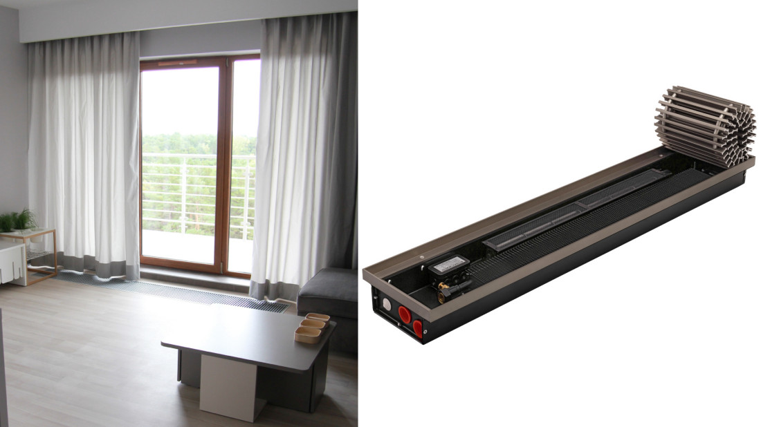 Grzejnik kanałowy do dużych przeszkleń REGULUS-system MINIVENT 24 V – szybkie grzanie, precyzyjna kontrola i dyskretna estetyka