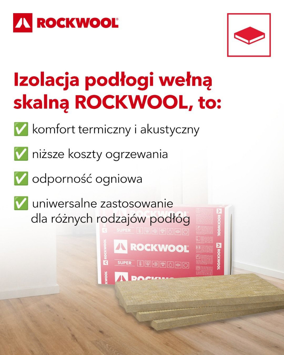 Wełna skalna ROCKWOOL do izolacji termiecznej podłogi na gruncie