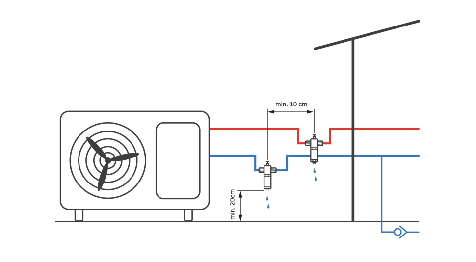 Schemat montażu zaworów antyzamrożeniowych
