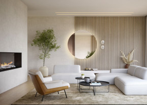 Dekoracyjne podświetlane lustro Eclipse LED z brązową wstawką