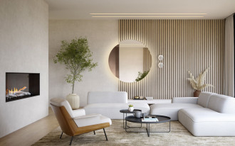 Dekoracyjne podświetlane lustro Eclipse LED z brązową wstawką